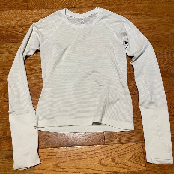 EUC Lululemon Swiftly Tech Long Sleeve Shirt 2.0 Waist Race Sz 4 White - Picture 1 of 3